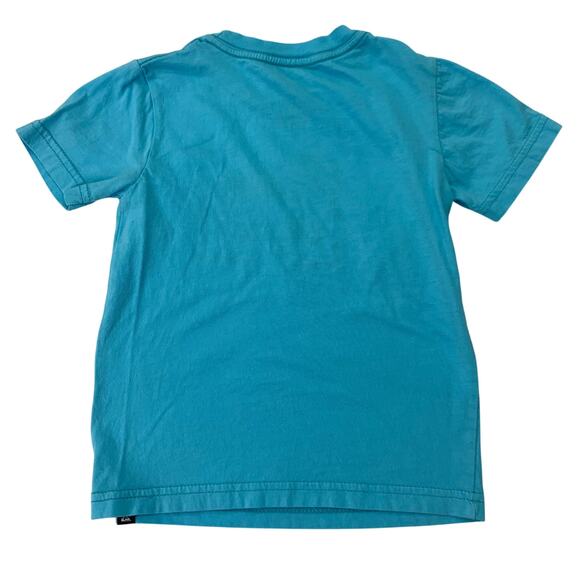 Quicksilver Boys Sz 5 Small Turquoise Spellout Logo Tee Shirt Short Sleeve - Picture 2 of 5